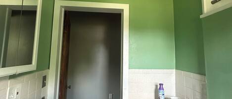 Shower, towels, toilet paper