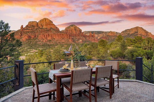 Mid-Century Gem w/ Views, Hot Tub & Sunroom Lounge | Red Rock Haven by AvantStay