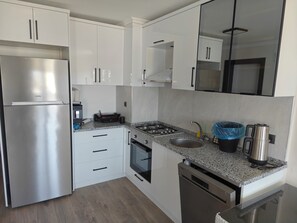 Fridge, oven, stovetop, dishwasher