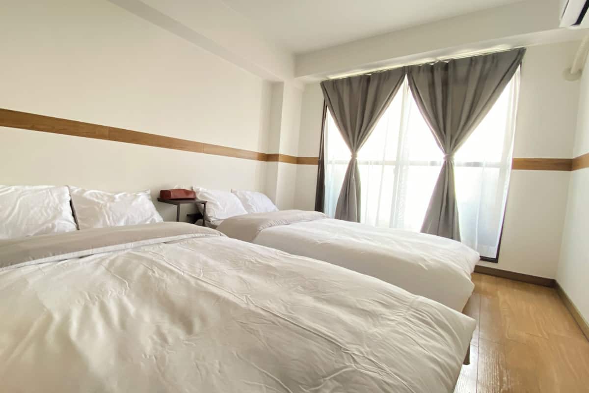 Desk, laptop workspace, free WiFi, bed sheets