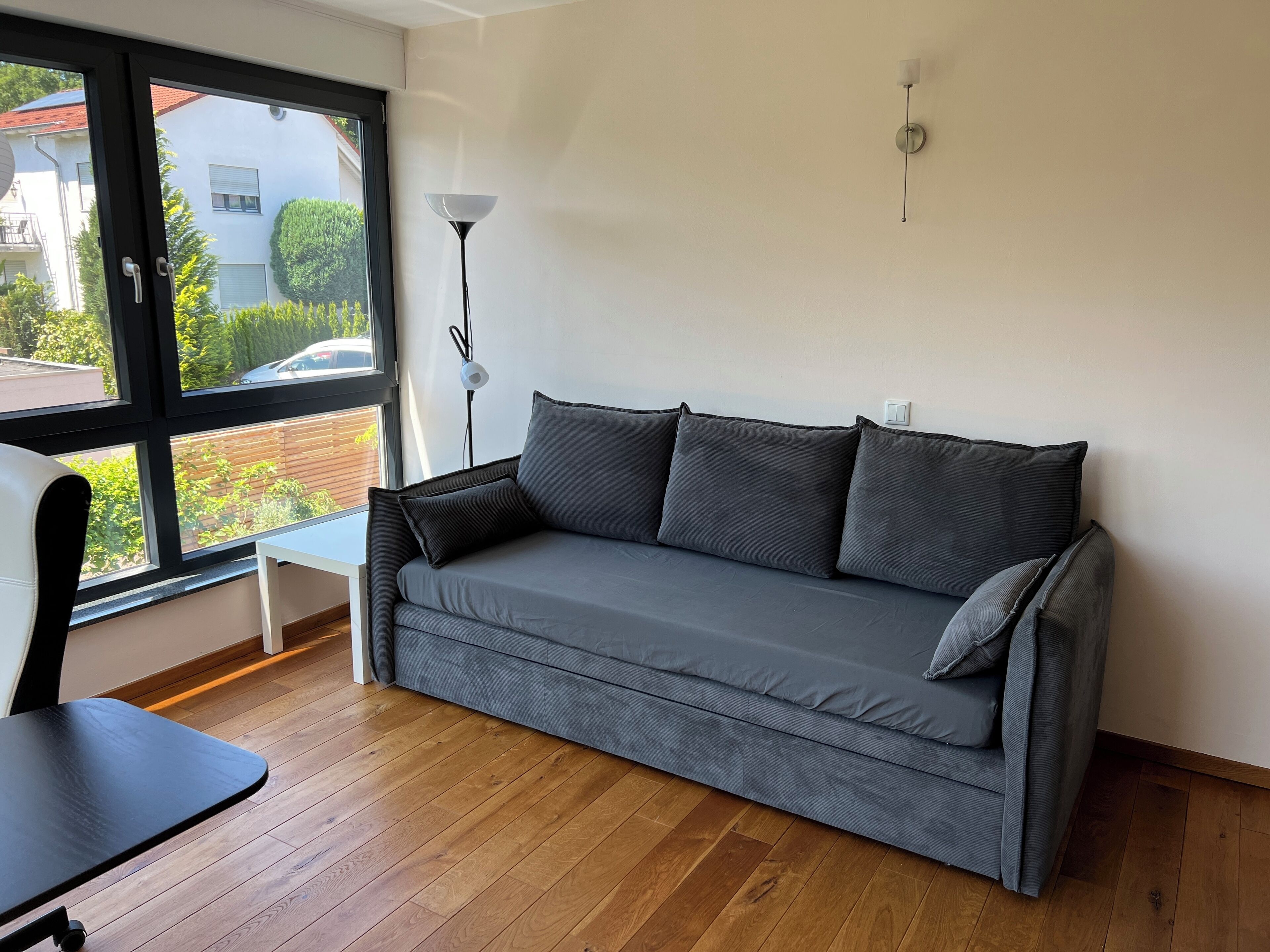 Een smart-tv, een open haard, een dvd-speler en boeken