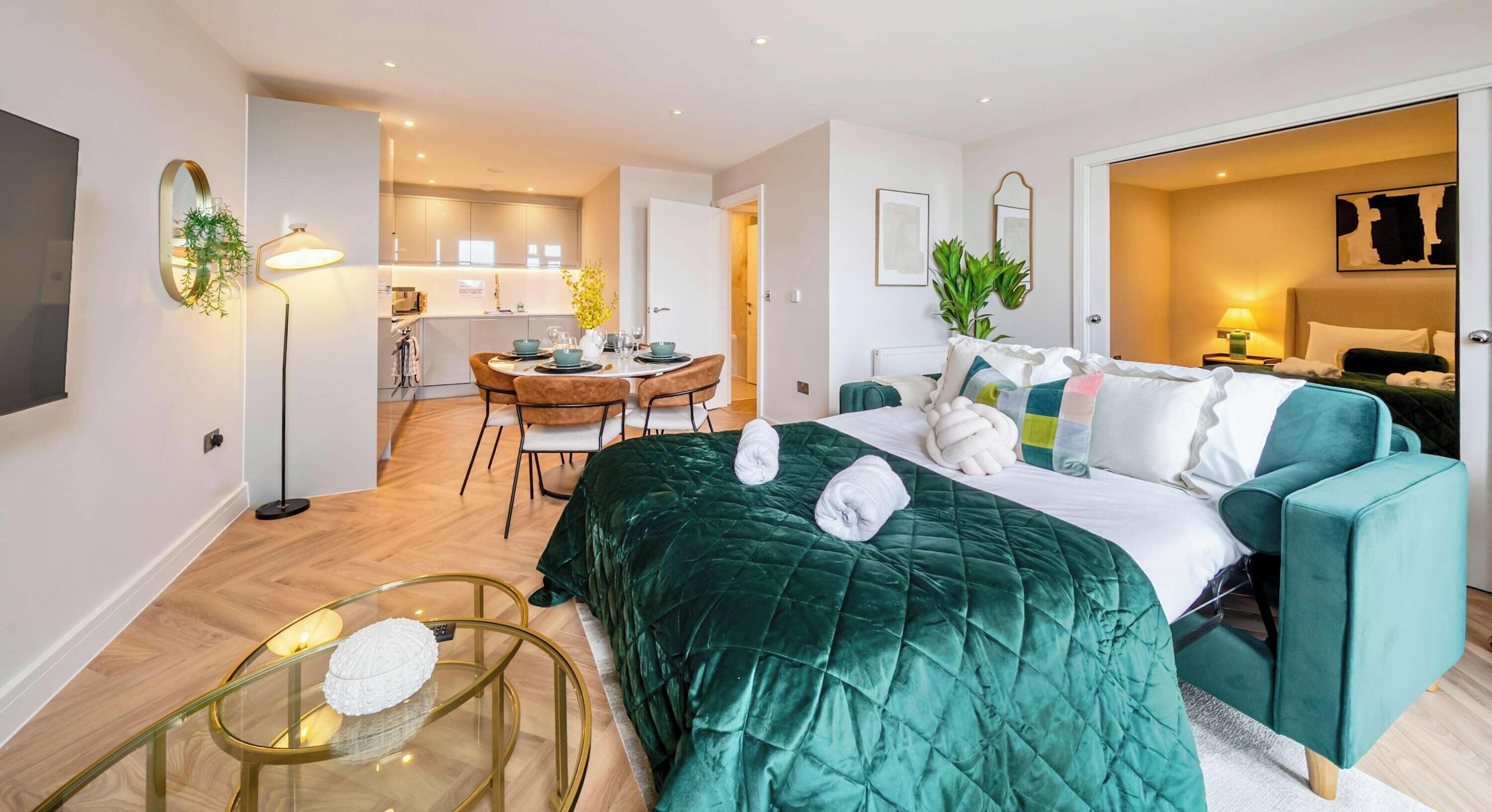 1 bedroom, desk, iron/ironing board, travel cot