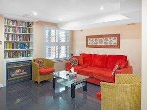 TV, fireplace - Private Walk Out Garden Apartment With Patio (Mississauga)