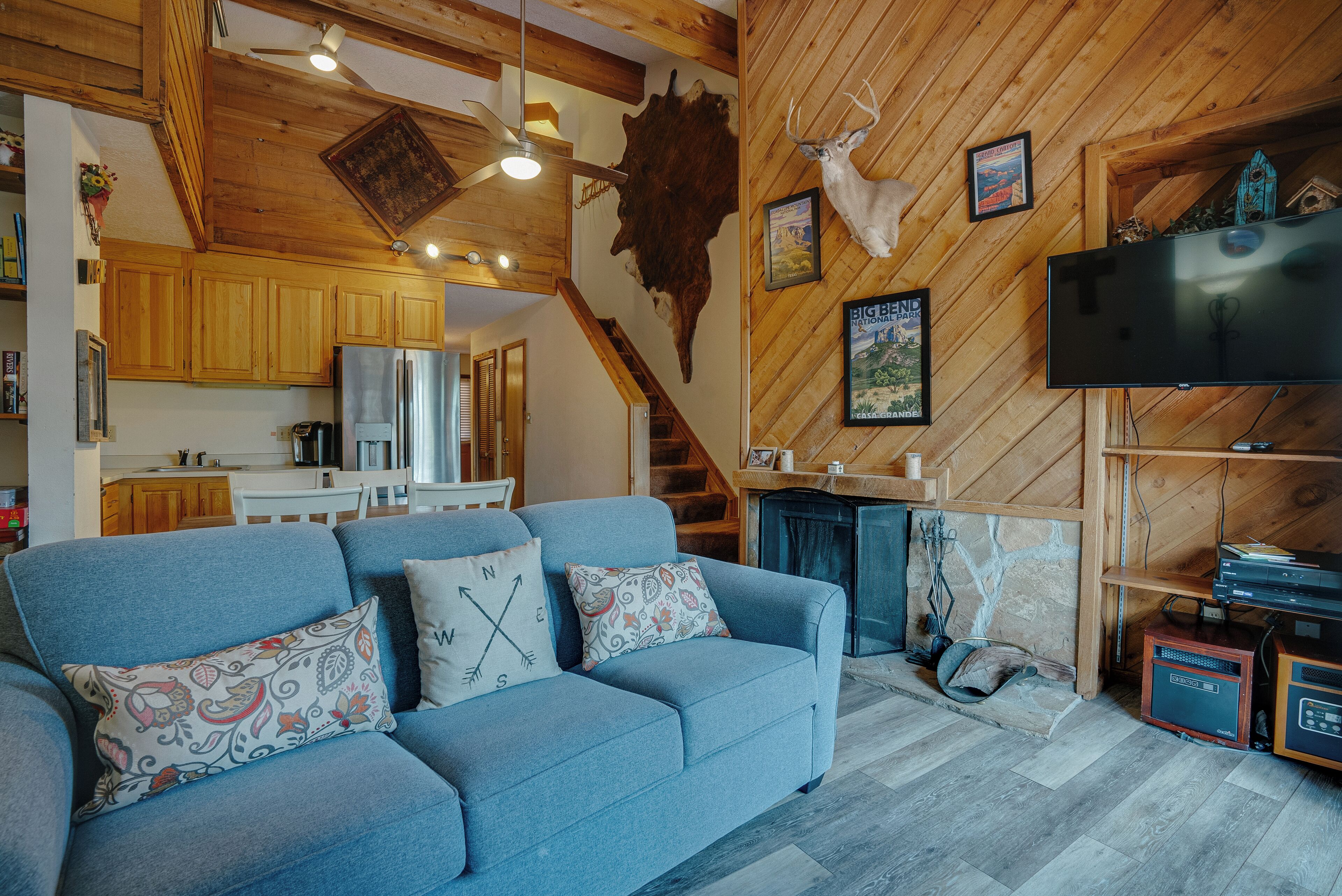 Smart TV, chimenea y reproductor de DVD 