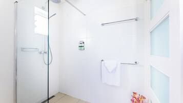 Ducha, secador de pelo, toallas