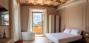 Luxury Double Room, Balcony, City View | In-room safe, desk, laptop workspace, iron/ironing board