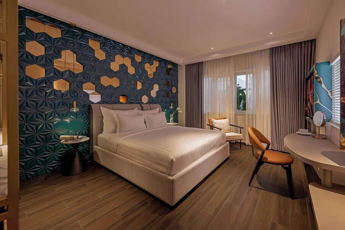 Habitación Deluxe | Sábanas de algodón egipcio, ropa de cama de alta calidad y edredón