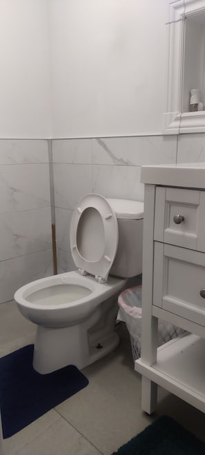 Hårtork, handdukar, tvål och toalettpapper