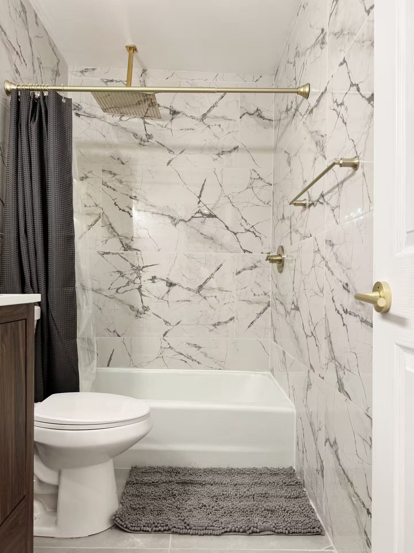Hair dryer, bidet, soap, shampoo