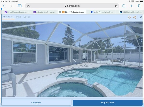 Pool - Nice House: 2br 2ba 2 car gar, screened, private heated salt pool & spa 6people+ (Bradenton)