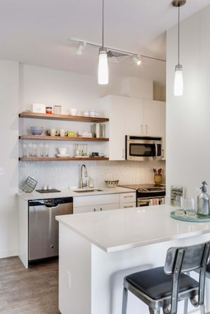 Microwave, oven, stovetop, dishwasher