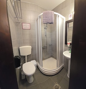 Dusche, kostenlose Toilettenartikel, Haartrockner, Handtücher