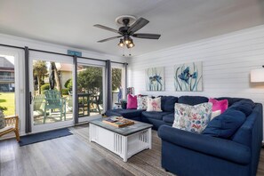 Condo, Multiple Beds, Balcony, Pool View (322 Captain John Fripp VIlla) | Living area