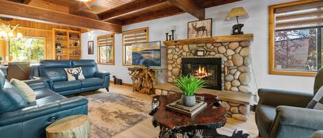 Smart TV, fireplace, video games, foosball