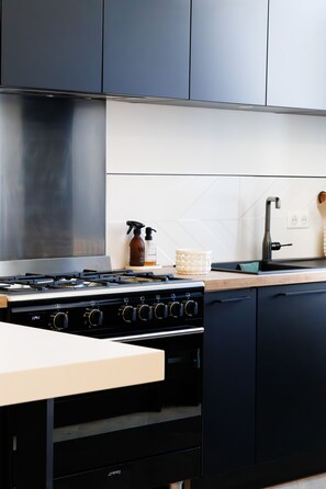 Fridge, oven, stovetop, dishwasher