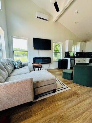 TV, fireplace