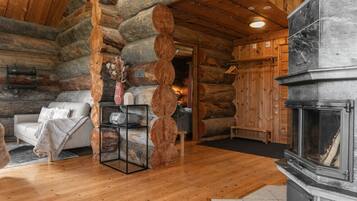 Televisio, takka, kirjoja