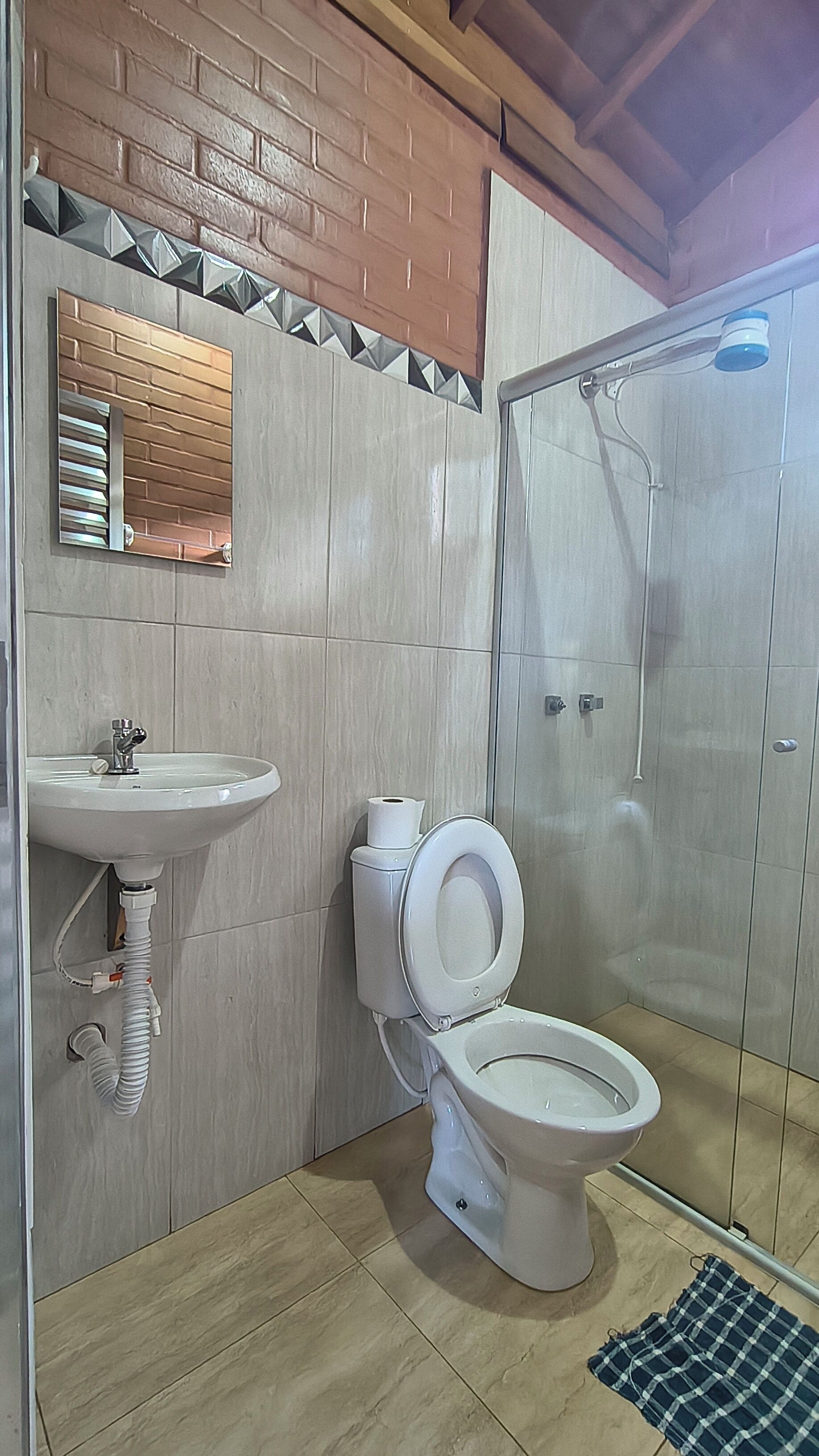 Shower, soap, toilet paper