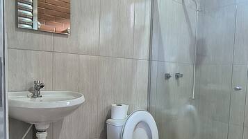 Shower, soap, toilet paper