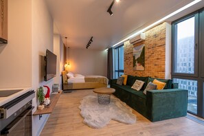 开间套房, 厨房, 城市景观 | 防过敏的被褥、特色装修、遮光窗帘、隔音