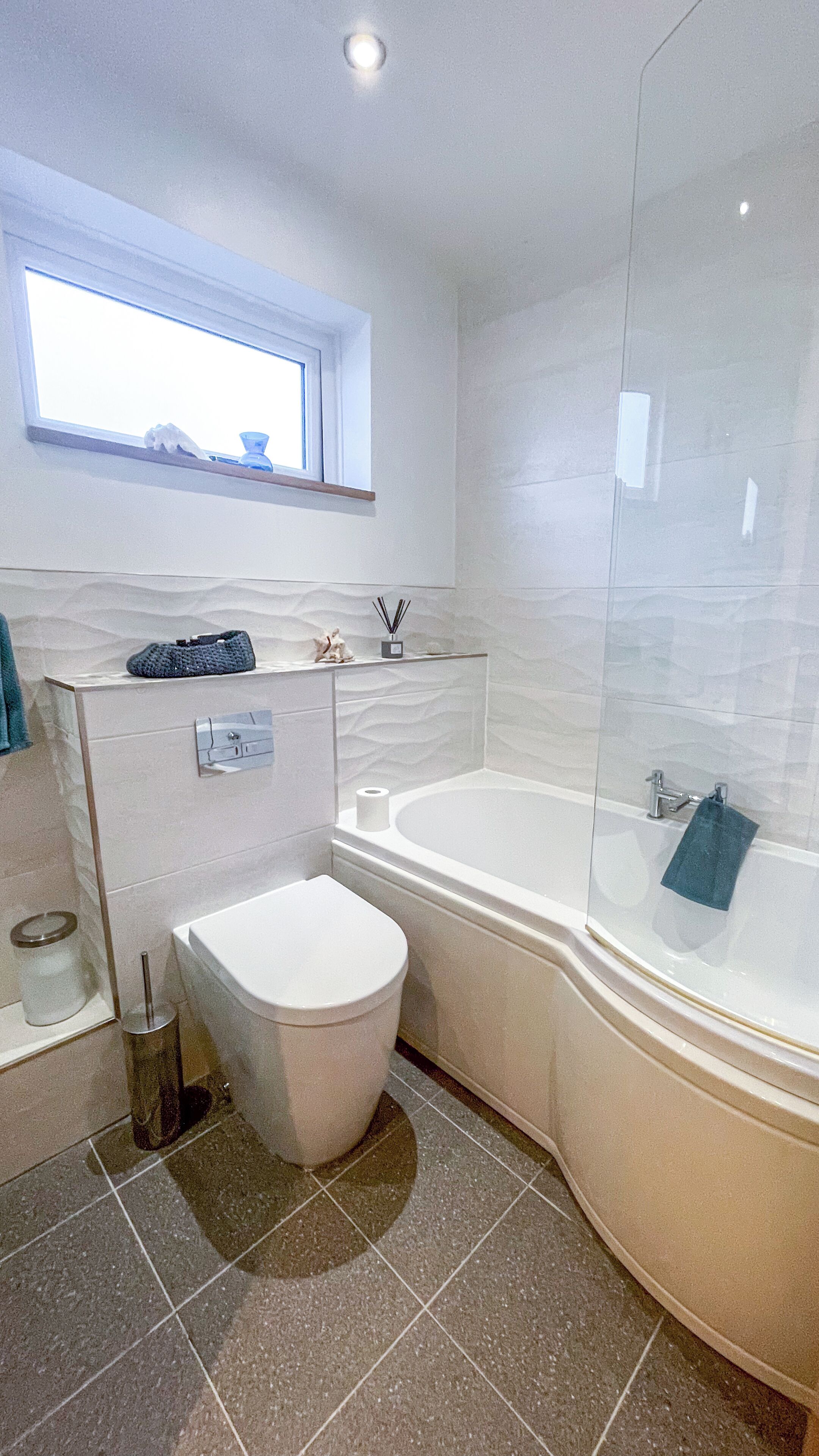 Hair dryer, towels, toilet paper