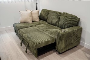 Superior-Apartment, 1 Queen-Bett und Schlafsofa, Kochnische | Wohnbereich