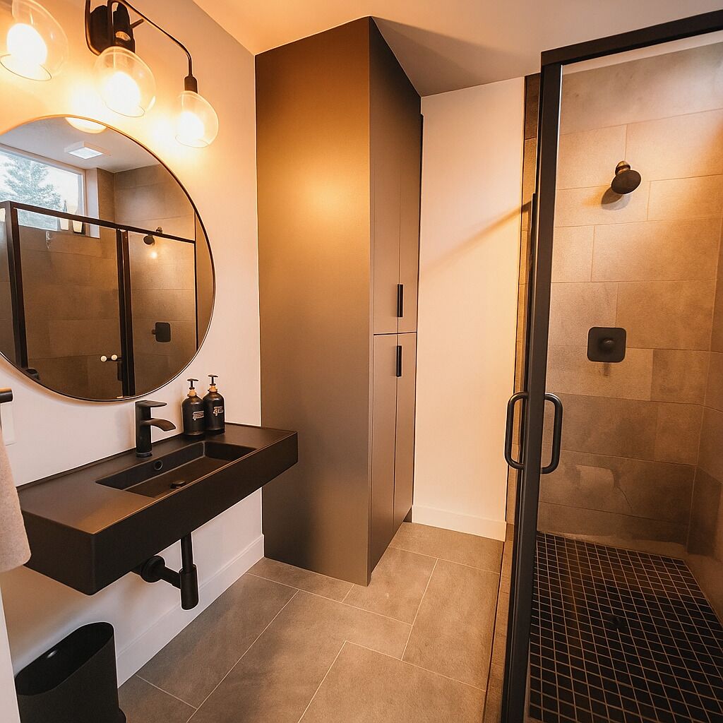 Dusj, håndklær, såpe og toalettpapir