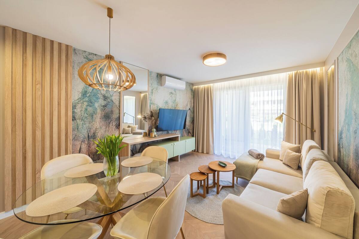 Deluxe-Apartment, eigenes Bad, am Strand | Laptopgeeigneter Arbeitsplatz, Bügeleisen/Bügelbrett, kostenloses WLAN