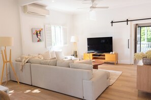 TV, fireplace
