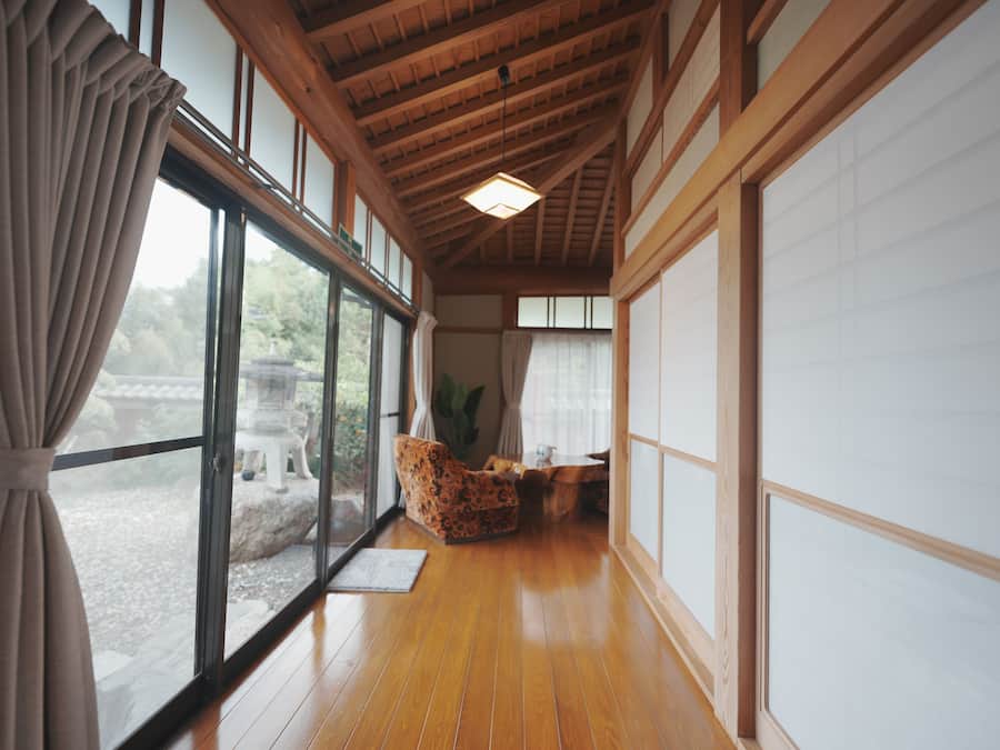 Japanese-style House, Courtyard View | Living area | 46-inch LCD TV with digital channels