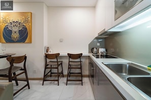 Appartement Deluxe, 1 chambre, cuisine, vue ville | Cuisine privée