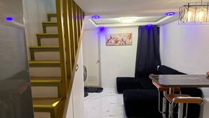 Unclassified image, 2 of 8, button - Golden Loft With Mood Lighting,stylish Staycation Loft Fast Wi-fi, Soft Couch (Pasay)