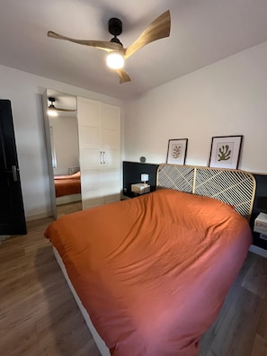 1 bedroom, iron/ironing board, bed sheets