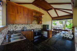 Fridge, oven, stovetop, electric kettle