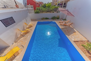 Outdoor pool, a heated pool - Feel the traditional stone House MARTI + swimming pool (Bol)