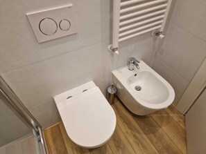 Suihku, ilmaiset hygieniatuotteet, hiustenkuivaaja, pyyhkeet