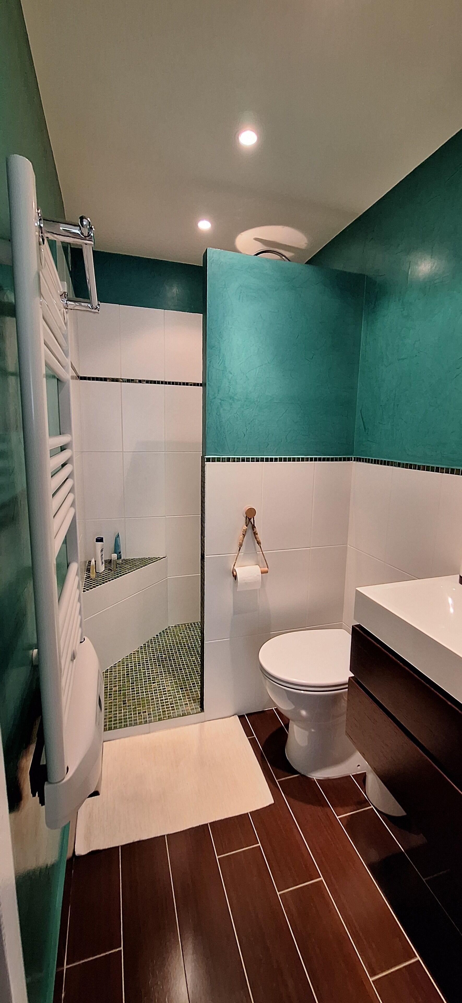 Hårtork, handdukar, tvål och toalettpapper