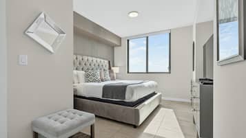 Condo Confort, 2 habitaciones, vista a la ciudad | Sábanas de algodón egipcio, ropa de cama de alta calidad y edredón