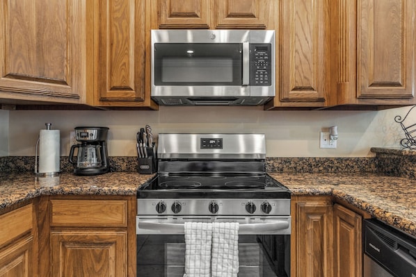 Microwave, oven, stovetop, dishwasher