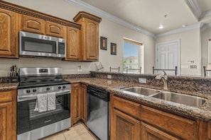 Microwave, oven, stovetop, dishwasher
