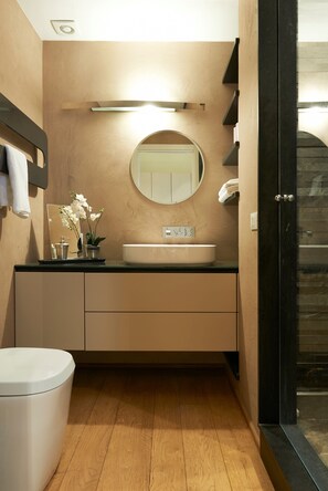 Shower, hair dryer, bidet, towels - PONTE VECCHIO FLAT OVER LOOKING PIAZZA DELLA PASSERA (Firenze)