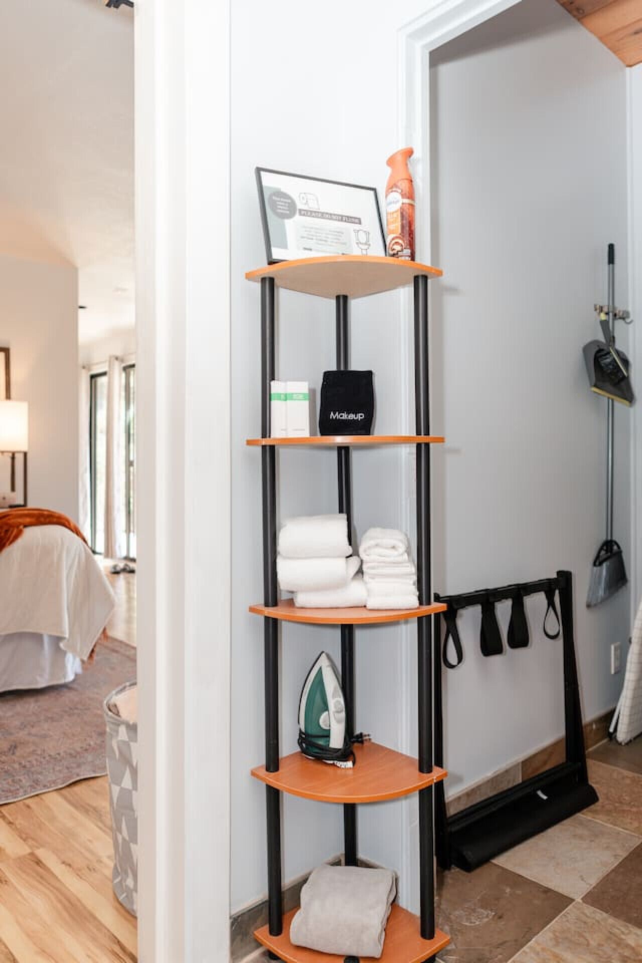 1 bedroom, desk, iron/ironing board, travel crib