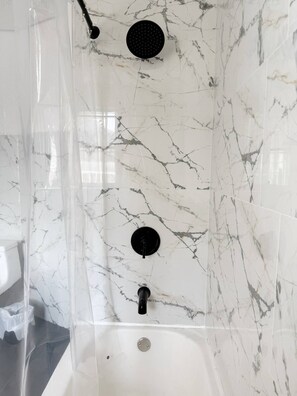 Hair dryer, bidet, soap, shampoo