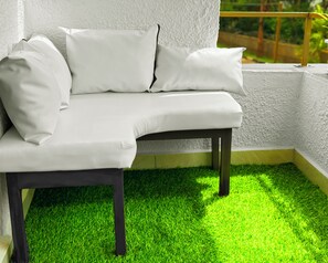 Familienapartment, Balkon, Stadtblick | Terrasse/Patio