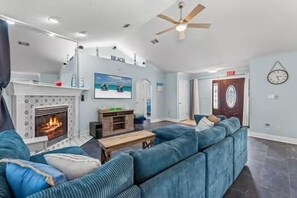 Smart TV, fireplace, video games