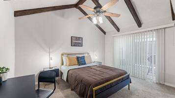 2 bedrooms, desk, iron/ironing board, travel cot