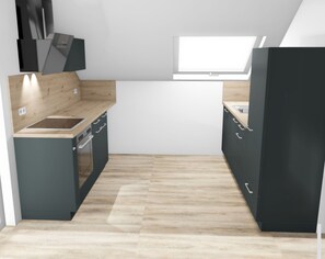Fridge, oven, stovetop, dishwasher