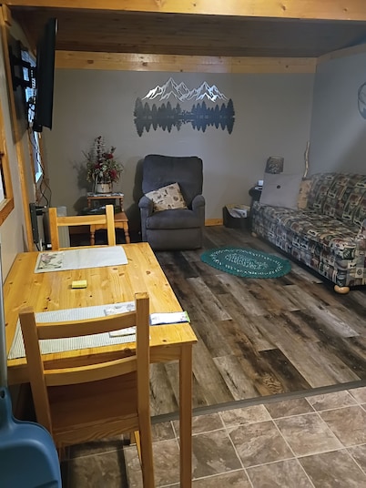 Pleasant cabin with AC in Brainerd - 2 bed.
shower ,fridge, fire pit, 