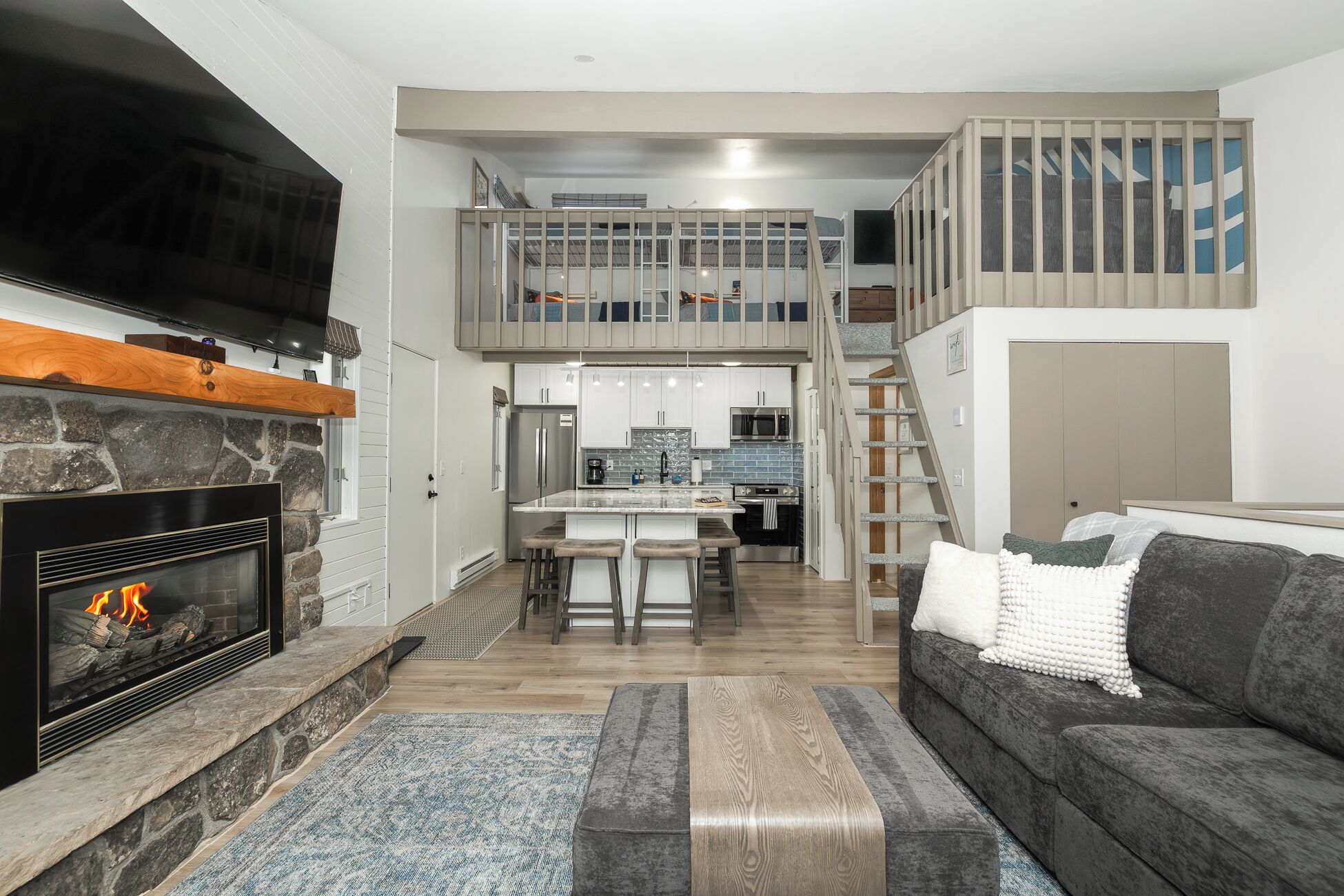 Smart TV, lareira, videogames, livros