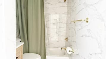 Hair dryer, bidet, soap, shampoo
